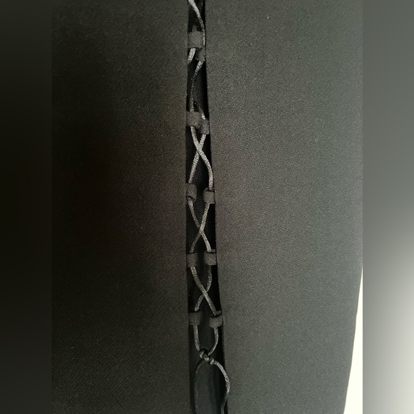 Zara Black Midi Lace Up Pencil Skirt Side Slit Size XS - Picture 5 of 8